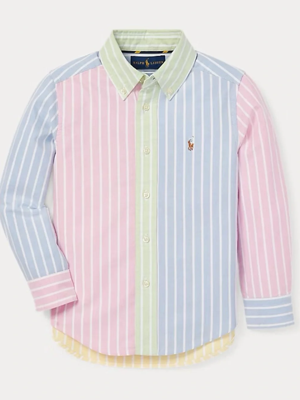 RALPH LAUREN Boys’ Multi-Colored Pastel Stripe Oxford Button Down 8 Preppy
